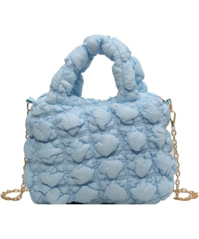 Women Trendy Puffer Shoulder Bag Cloud Bag Quilted Tote Bag Hobo Crossbody Bag Small Handbag Purse Cute A Blue $32.02 Totes