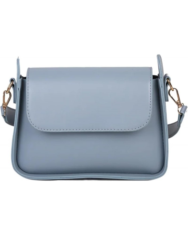 Flap Shoulder Bag for Women PU Leather Underarm Bags Solid Color Handbag and Purse Women Bags Blue $20.09 Shoulder Bags