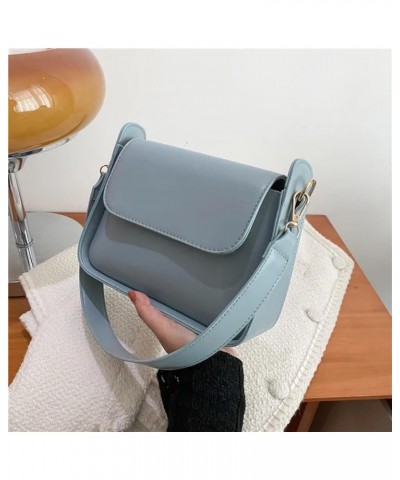 Flap Shoulder Bag for Women PU Leather Underarm Bags Solid Color Handbag and Purse Women Bags Blue $20.09 Shoulder Bags