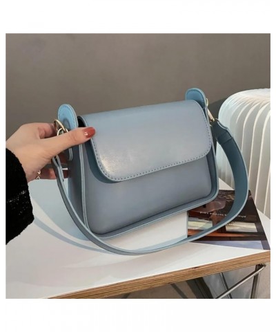 Flap Shoulder Bag for Women PU Leather Underarm Bags Solid Color Handbag and Purse Women Bags Blue $20.09 Shoulder Bags