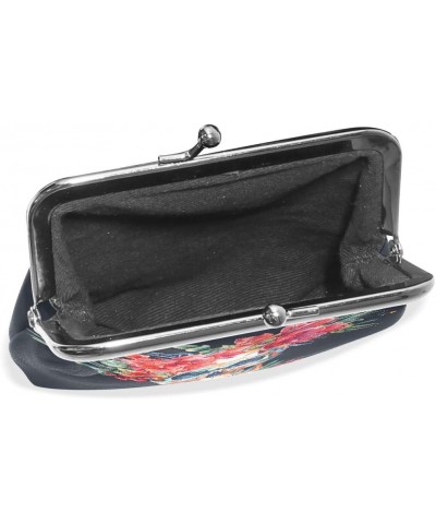 Watercolor Skull With Red Flower Amaryllis Pouch Small Wallet - Kiss-lock Change Coin Purse Wallets for Women Girl $13.24 Wal...