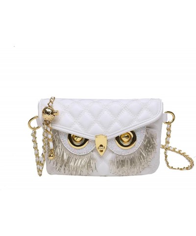 Personalized Tassel Owl Bag For Women European And American Rhinestone Small Fragrant Rhombus Style Shoulder Small Bag White ...