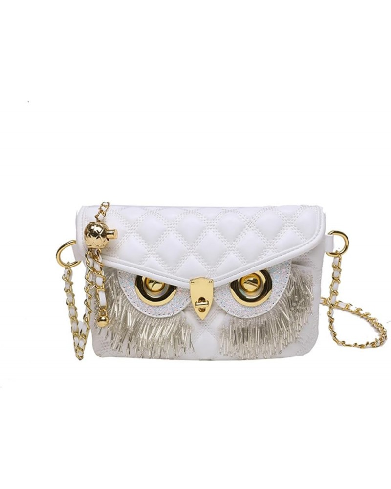 Personalized Tassel Owl Bag For Women European And American Rhinestone Small Fragrant Rhombus Style Shoulder Small Bag White ...