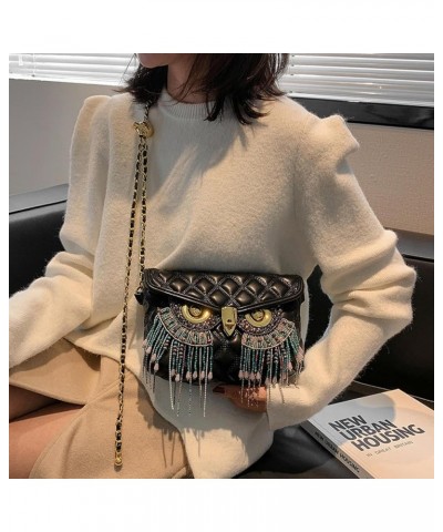 Personalized Tassel Owl Bag For Women European And American Rhinestone Small Fragrant Rhombus Style Shoulder Small Bag White ...