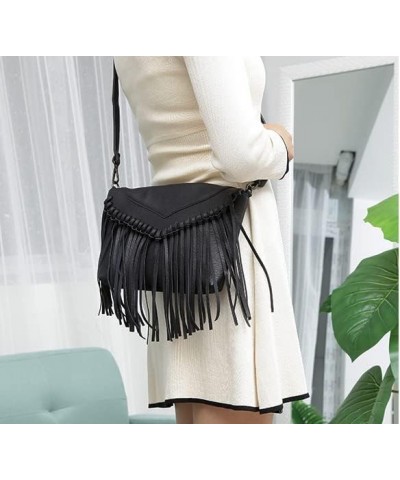 Women PU Leather Hobo Fringe Tassel Cross Body Bag Western Hippie Shoulder Bag Boho Country Concert Outfits Black $14.20 Hobo...