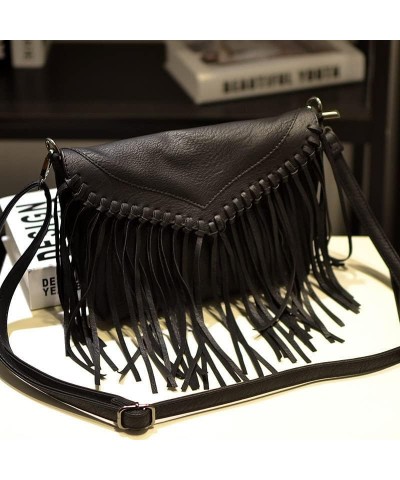 Women PU Leather Hobo Fringe Tassel Cross Body Bag Western Hippie Shoulder Bag Boho Country Concert Outfits Black $14.20 Hobo...