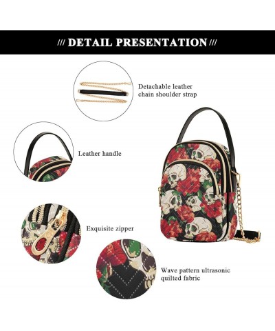 Quilted Crossbody Bags for Women Trendy, Women's Crossbody Handbags Gothic Bats Travel Cell Phone Purses Bags Skulls 007 $10....