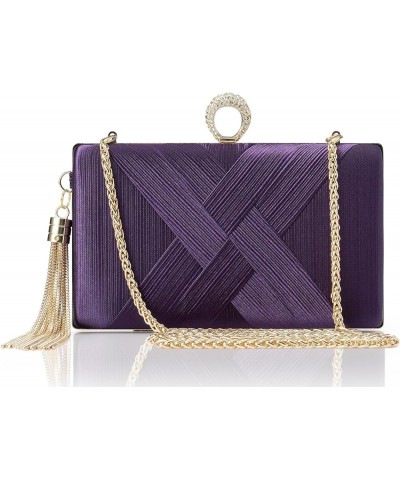 Clutch Purses for Women - Evening Bag Tassel Pendant Clutch for Bride Party Prom Wedding Purple $11.00 Evening Bags