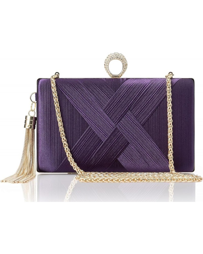 Clutch Purses for Women - Evening Bag Tassel Pendant Clutch for Bride Party Prom Wedding Purple $11.00 Evening Bags