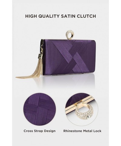 Clutch Purses for Women - Evening Bag Tassel Pendant Clutch for Bride Party Prom Wedding Purple $11.00 Evening Bags