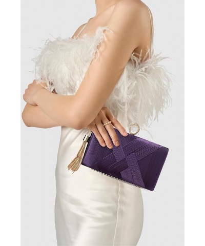 Clutch Purses for Women - Evening Bag Tassel Pendant Clutch for Bride Party Prom Wedding Purple $11.00 Evening Bags