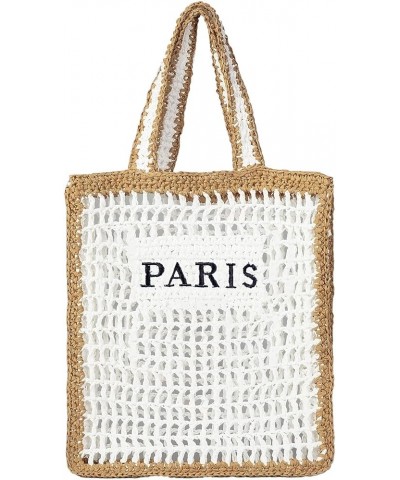 Crochet Tote Bag Summer Trendy Foldable Mesh Straw Beach Bag for Women Straw Purses and Handbags for Vacation (White) White $...