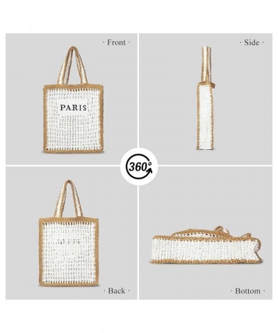 Crochet Tote Bag Summer Trendy Foldable Mesh Straw Beach Bag for Women Straw Purses and Handbags for Vacation (White) White $...