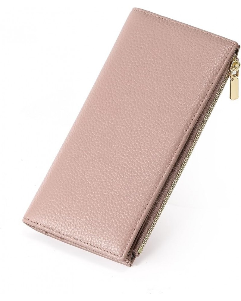 Slim Wallet for Women Rfid Blocking Credit Card Holder with Zip Pocket Bifold Leather Black Pink $11.96 Wallets