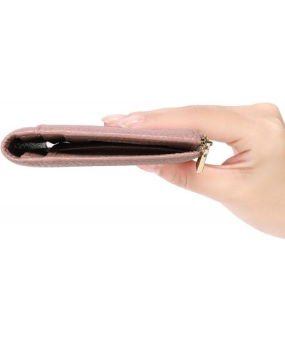 Slim Wallet for Women Rfid Blocking Credit Card Holder with Zip Pocket Bifold Leather Black Pink $11.96 Wallets