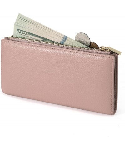 Slim Wallet for Women Rfid Blocking Credit Card Holder with Zip Pocket Bifold Leather Black Pink $11.96 Wallets