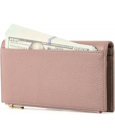 Slim Wallet for Women Rfid Blocking Credit Card Holder with Zip Pocket Bifold Leather Black Pink $11.96 Wallets