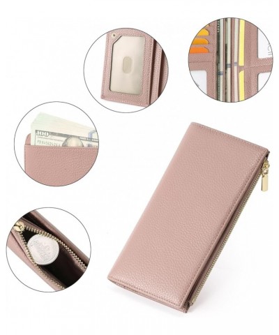 Slim Wallet for Women Rfid Blocking Credit Card Holder with Zip Pocket Bifold Leather Black Pink $11.96 Wallets