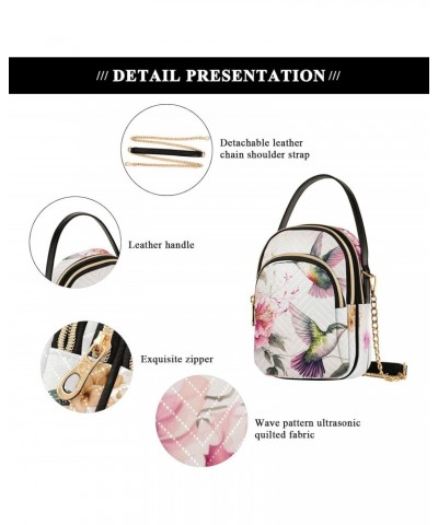 Vintage Hummingbird Flower Crossbody Shoulder Bags for Women, Compact Fashion Sling Bag with Chain Strap Top handle for Eveni...