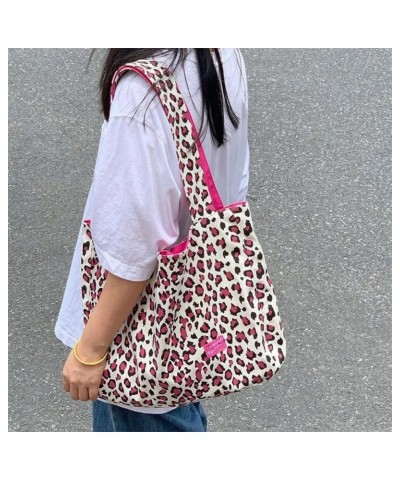 Pink Leopard Shoulder Bag Soft & Lightweight Large Tote Bag Purse Handbag Travel Satchel Gift for Women Pink $11.20 Backpacks