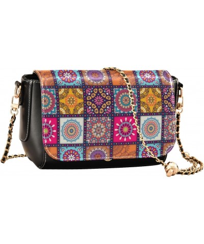 Crossbody Handbag Mandala Flower Cute PU Leather Shoulder Bag Sturdy Travel Pouch Compact Chic Bag for Women Everyday Use Hol...