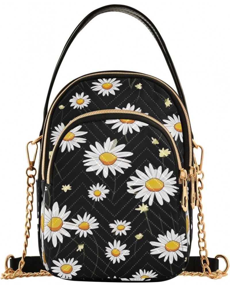 Daisy Leaves Spring Flower Crossbody Bag for Women Cell Phone Purse Wallet with Removable Chain Shoulder Handbag for Work Pas...