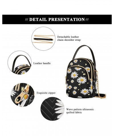 Daisy Leaves Spring Flower Crossbody Bag for Women Cell Phone Purse Wallet with Removable Chain Shoulder Handbag for Work Pas...