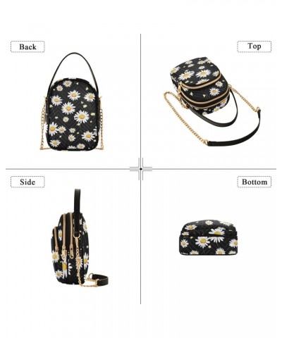 Daisy Leaves Spring Flower Crossbody Bag for Women Cell Phone Purse Wallet with Removable Chain Shoulder Handbag for Work Pas...