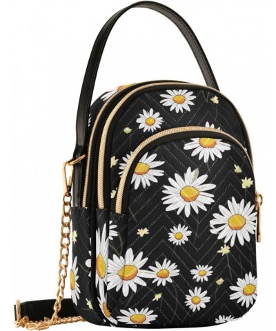 Daisy Leaves Spring Flower Crossbody Bag for Women Cell Phone Purse Wallet with Removable Chain Shoulder Handbag for Work Pas...