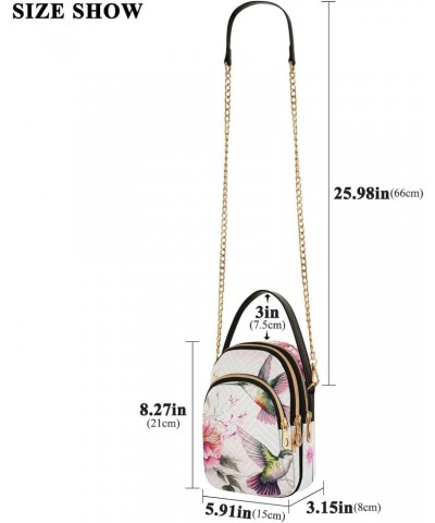 Vintage Hummingbird Flower Crossbody Shoulder Bags for Women, Compact Fashion Sling Bag with Chain Strap Top handle for Eveni...