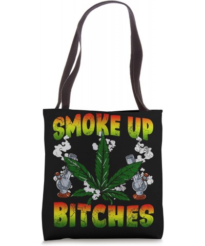 Marijuana Pot Leaf Smoke Up Bitches Cannabis Weed 420 Stoner Tote Bag $13.43 Totes