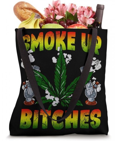 Marijuana Pot Leaf Smoke Up Bitches Cannabis Weed 420 Stoner Tote Bag $13.43 Totes