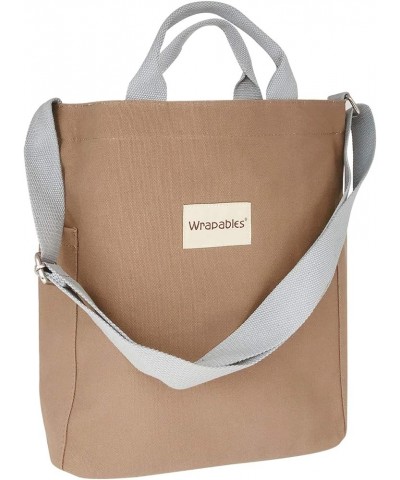 Women's Canvas Crossbody Bag, Shoulder Bag, Casual Tote Brown $16.52 Shoulder Bags