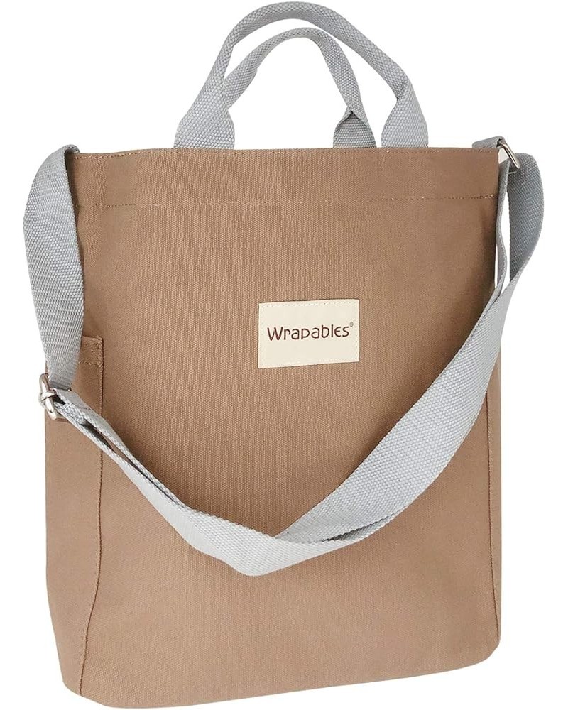 Women's Canvas Crossbody Bag, Shoulder Bag, Casual Tote Brown $16.52 Shoulder Bags