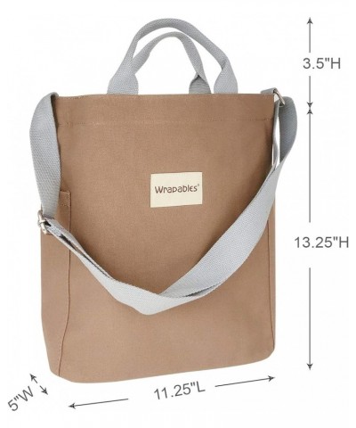 Women's Canvas Crossbody Bag, Shoulder Bag, Casual Tote Brown $16.52 Shoulder Bags