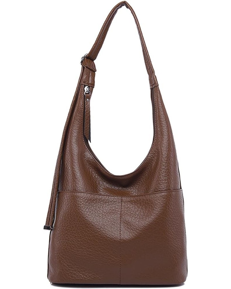 Soft PU Leather Tote Bag Slouchy Shoulder Bag for Women Tote Handbag Zipper Hobo Bags Purse with Multiple Pockets Brown $13.2...