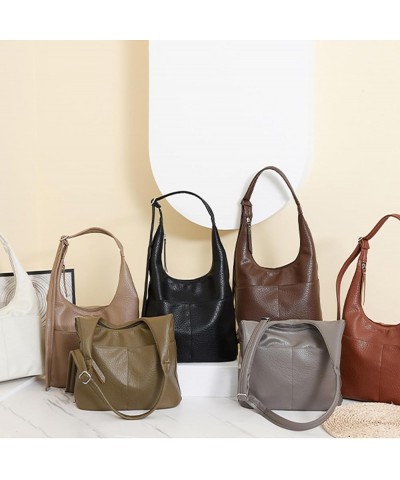 Soft PU Leather Tote Bag Slouchy Shoulder Bag for Women Tote Handbag Zipper Hobo Bags Purse with Multiple Pockets Brown $13.2...