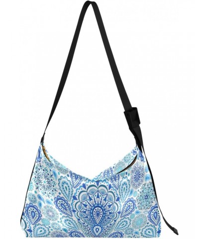 Blue Diamond Boho Paisley Womens Tote Bag Leather Shoulder Bag For Women Men Large Hobo Cross Body Bags Handbag $18.35 Totes