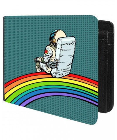 Unique Desige Pattern - Pop Art Astronaut and Rainbow, Slim Front Pocket Wallet Billfold RFID Blocking $9.59 Wallets