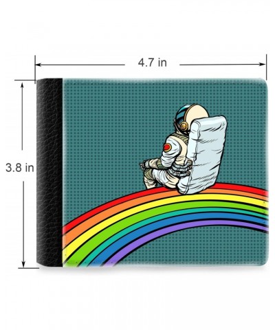 Unique Desige Pattern - Pop Art Astronaut and Rainbow, Slim Front Pocket Wallet Billfold RFID Blocking $9.59 Wallets