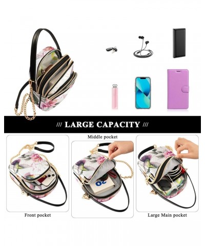 Vintage Hummingbird Flower Crossbody Shoulder Bags for Women, Compact Fashion Sling Bag with Chain Strap Top handle for Eveni...