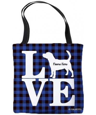 Dog Personalized Tote Bag Beagle Silhouette Puppy Pink Lattice Bag Blue $9.53 Travel Gear