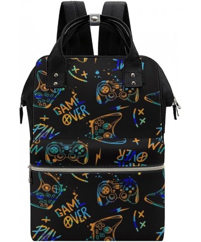 Gamepads Pattern Travel Backpack Mommy Bag for Women, Casual Daypack Backpack, Handbag Black Gamer Elements $28.08 Backpacks