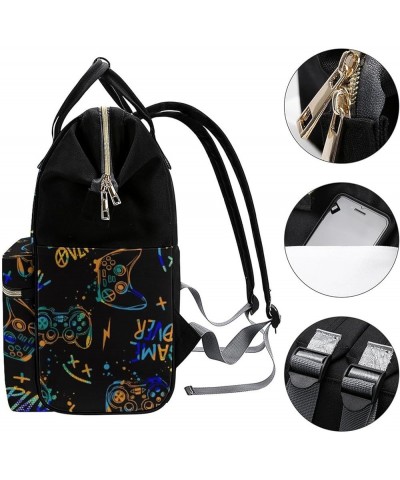 Gamepads Pattern Travel Backpack Mommy Bag for Women, Casual Daypack Backpack, Handbag Black Gamer Elements $28.08 Backpacks