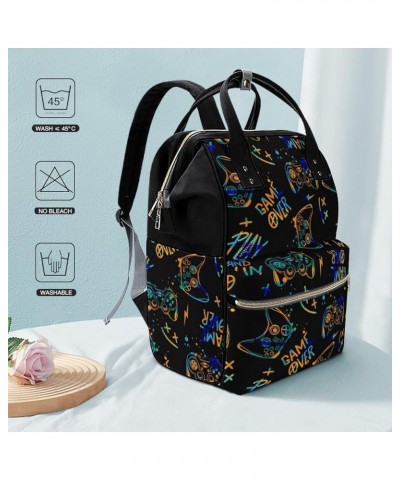 Gamepads Pattern Travel Backpack Mommy Bag for Women, Casual Daypack Backpack, Handbag Black Gamer Elements $28.08 Backpacks