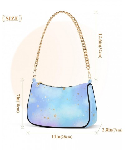 Shoulder Bag Watercolor Sky Golden Star Women Clutch Handbag Shoulder Purch Date Chain Bag Tote Bag Spring Holiday Birthday G...