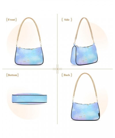 Shoulder Bag Watercolor Sky Golden Star Women Clutch Handbag Shoulder Purch Date Chain Bag Tote Bag Spring Holiday Birthday G...