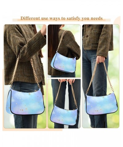 Shoulder Bag Watercolor Sky Golden Star Women Clutch Handbag Shoulder Purch Date Chain Bag Tote Bag Spring Holiday Birthday G...