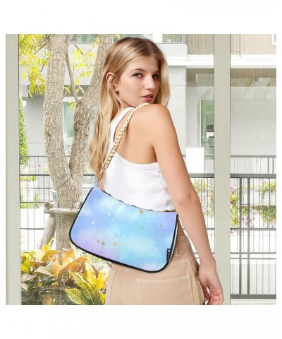 Shoulder Bag Watercolor Sky Golden Star Women Clutch Handbag Shoulder Purch Date Chain Bag Tote Bag Spring Holiday Birthday G...