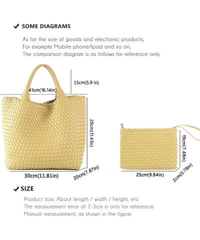 Fashion Woven Bag Shopper Bag Travel Handbags and Purses Women Tote Bag Large Capacity Shoulder Bags Light Yellow $35.25 Totes